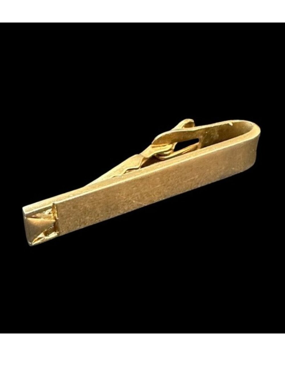 Vintage Gold Tone Tie Bar Clip 1.75" With Scuffs And Wear